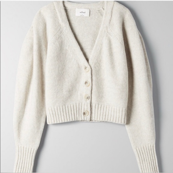 Aritzia Wilfred Poesy Button Front Heather Espace Soft Knit Cardigan Sweater L - Picture 8 of 16